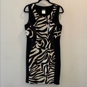 Bali Corp Animal Print and Faux Leather Detail Dress Size 16